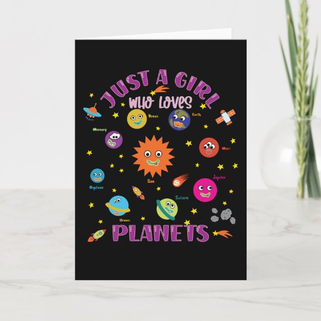Cartão Just A Girl Who Loves Planets Solar System (Frente)