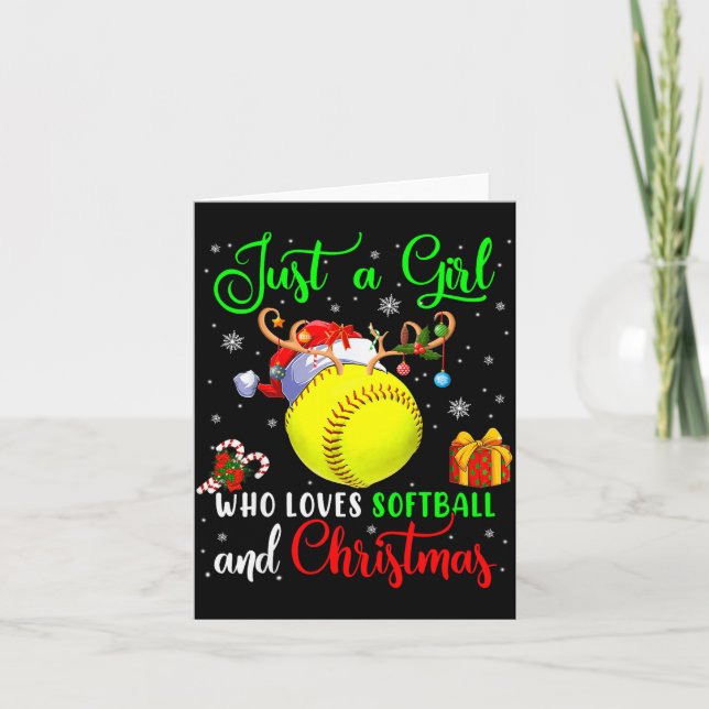 Cartão Just A Girl Who Loves Softball And Christmas Santa (Frente)