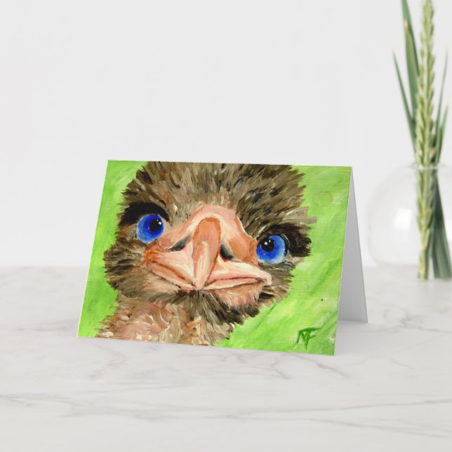 Cartão Just checkin' Ostrich Greeting Card (Frente)