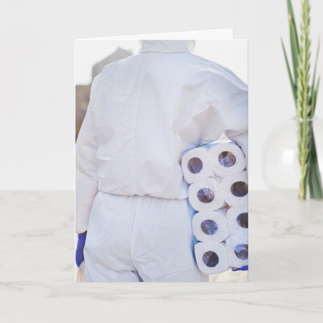 CARTÃO JUST TO SAY HELLO TOILET PAPER HAZMAT SUIT CARDS (Frente)