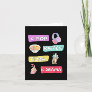 Cartão K-pop Ramen Boba K-drama Cute Kawaii T-shirt.png