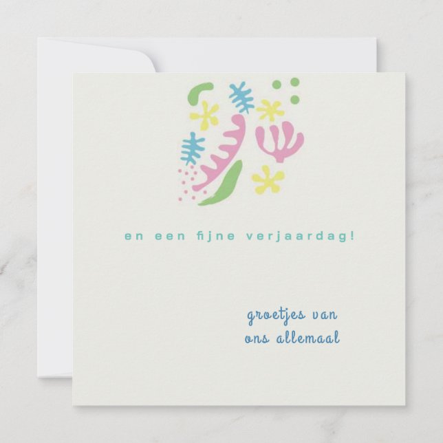 Cartão kaart verjaardag abstracte bloemen (Verso)