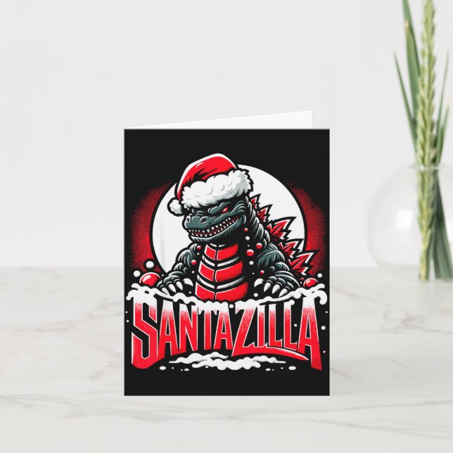 Cartão Kaiju Christmas Santazilla Japanese Monster Dinosa (Frente)