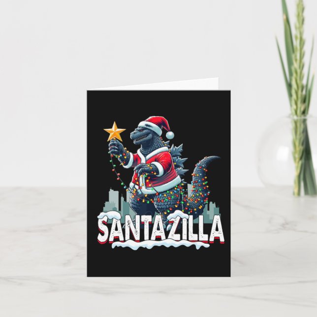 Cartão Kaiju Christmas Santazilla Japonês Monster Dinosa (Frente)