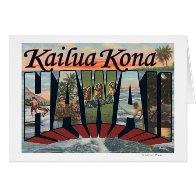 Cartão Kailua Kona, Havaí - Cenas com Letras Grandes (Frente Horizontal)
