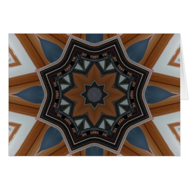 Cartão Kaleidoscope Padrão de Brown Star... (Frente Horizontal)