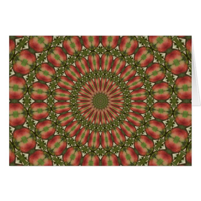Cartão kaleidoscope red, abstrato verde (Frente Horizontal)