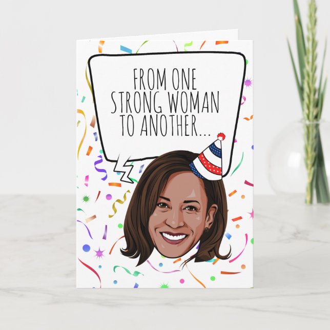 Cartão Kamala Harris Birthday: De Uma Mulher Forte (Frente)