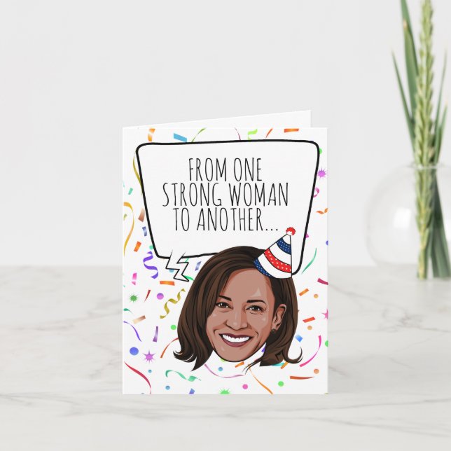 Cartão Kamala Harris Birthday: De Uma Mulher Forte (Frente)