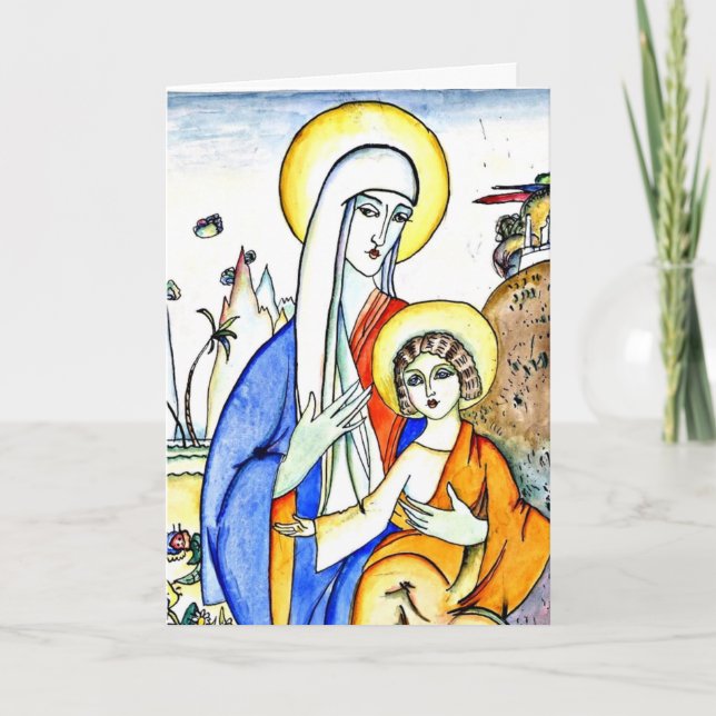 Cartão Kandinsky - Madona e Menino, bela pintura (Frente)