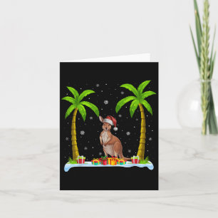 Cartão Kangaroo Santa Hat Palm Tree Beach Xmas Pajama