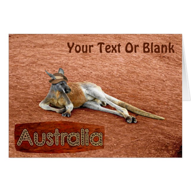 Cartão Kangaroo Vermelho No Chapéu De Slouch (Frente Horizontal)