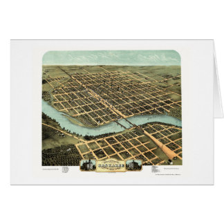 Cartão Kankakee, mapa panorâmico do IL - 1869