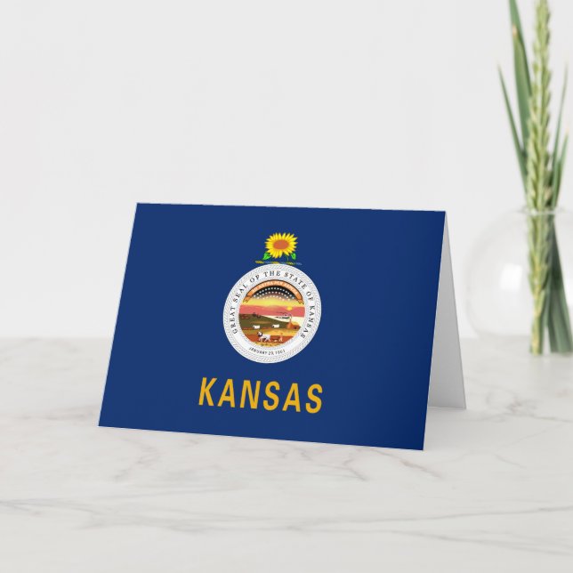 Cartão Kansan Flag & Seal, Flag of Kansas (Frente)