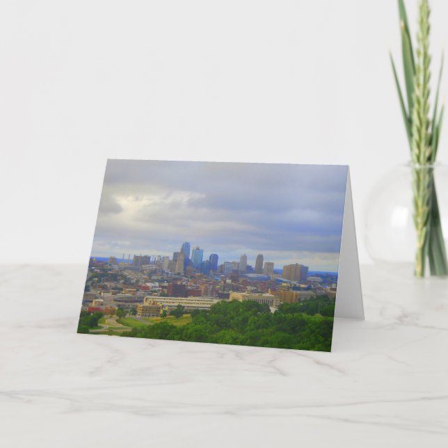 Cartão Kansas City Skyline Greeting Card (Frente)