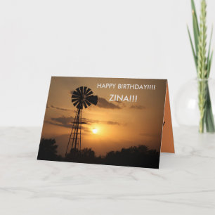 Cartão Kansas Windmill Sunset Birthday CARD