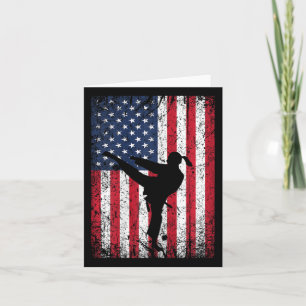 Cartão Karate American Flag 4 De Julho Marcial Arts Patr