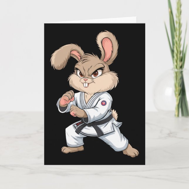 Cartão Karate Bunny Arts Coelho Artes Marciais Engraçado  (Frente)