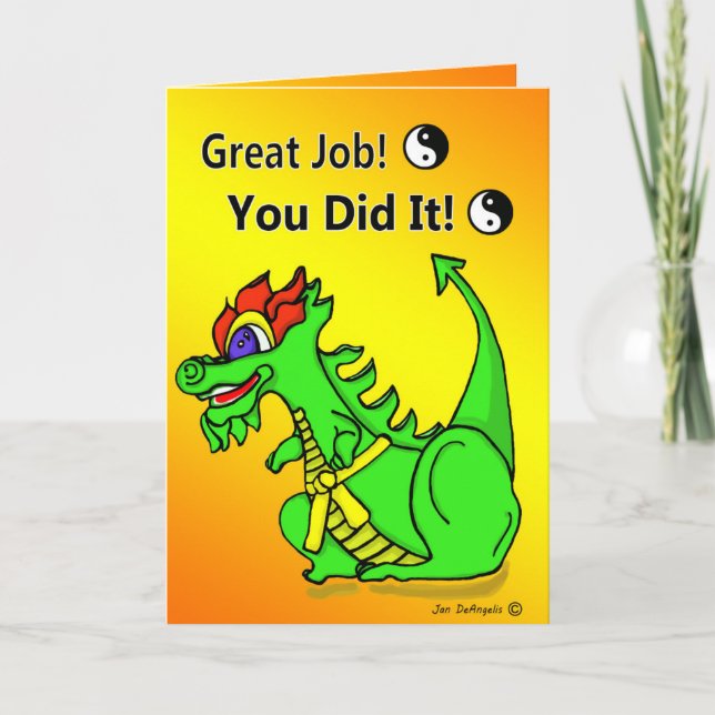 Cartão Karate Dragon Yellow Belt Promotion Greeting Card (Frente)