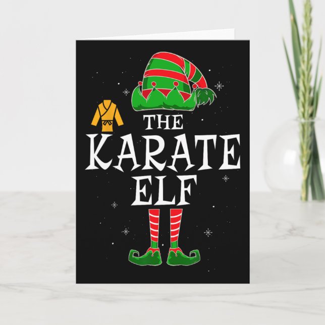Cartão Karate Elf Group Matching Family Christmas Kids Me (Frente)