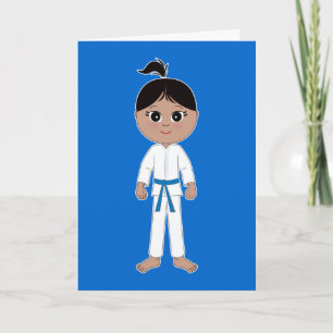 Cartão Karate Girl Congratulations Blue Belt