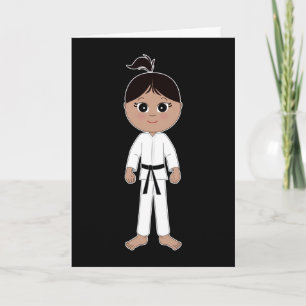 Cartão Karate Girl Parabéns Black Belt