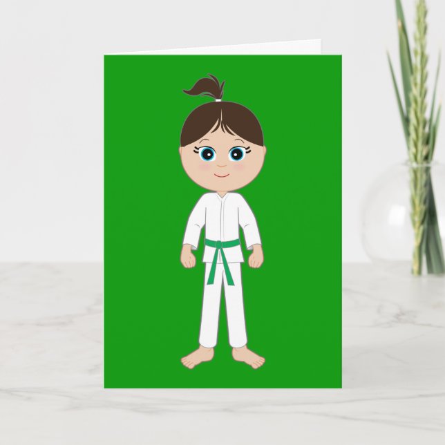 Cartão Karate Girl Parabéns Green Belt (Frente)
