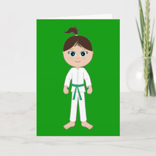 Cartão Karate Girl Parabéns Green Belt