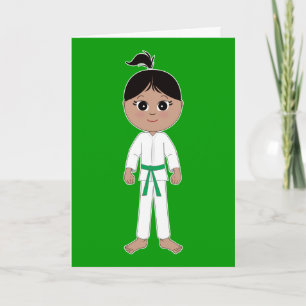 Cartão Karate Girl Parabéns Green Belt
