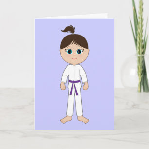 Cartão Karate Girl Parabéns Roxo