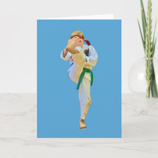 Cartão Karate Kicking Note or Greeting Card (Frente)