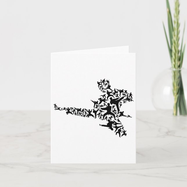 Cartão Karate Martial Arts Voando Kick Boxboxer T (Frente)