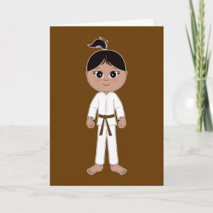 Cartão Karate Parabéns Brown Belt Girl
