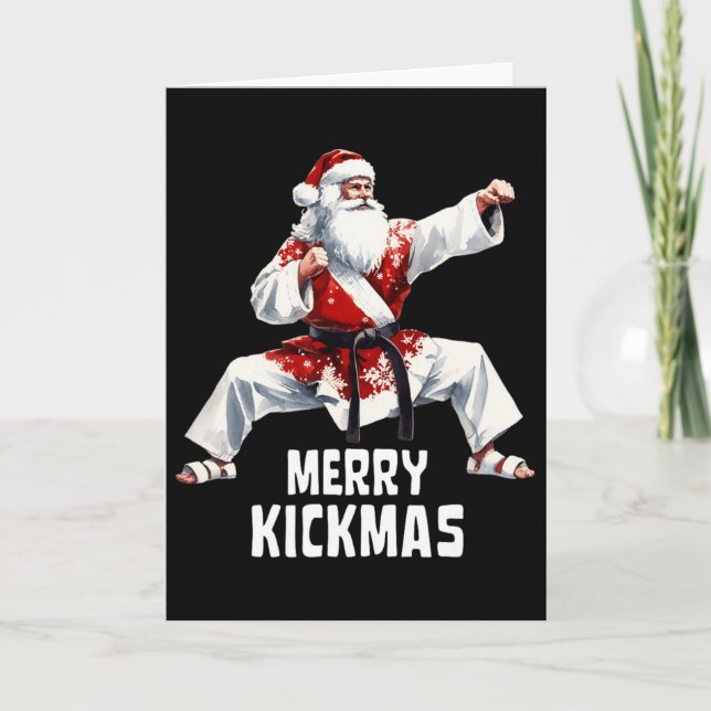 Cartão Karate Santa Claus Feliz de Natal Kickmas Martial (Frente)