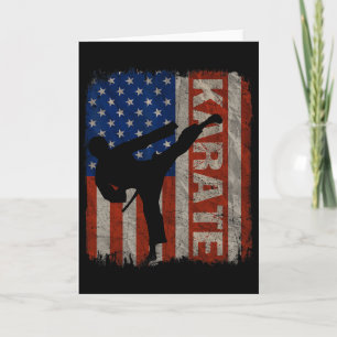 Cartão Karate Taekwondo EUA Bandeira Americana Vintage 4