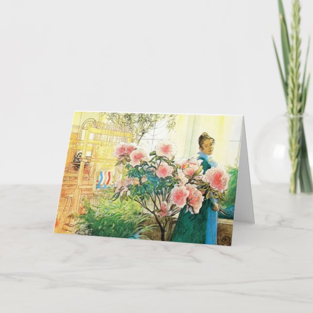 Cartão Karin com Flores Rosa e Seu Tear (Frente)