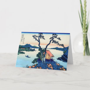 Cartão Katsushika Hokusai - Lago Suwa na província de Sh