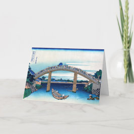 Cartão Katsushika Hokusai - Sob Ponte Mannen, Fukagawa