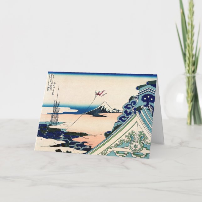 Cartão Katsushika Hokusai - Templo Asakusa Honganji, Edo (Frente)