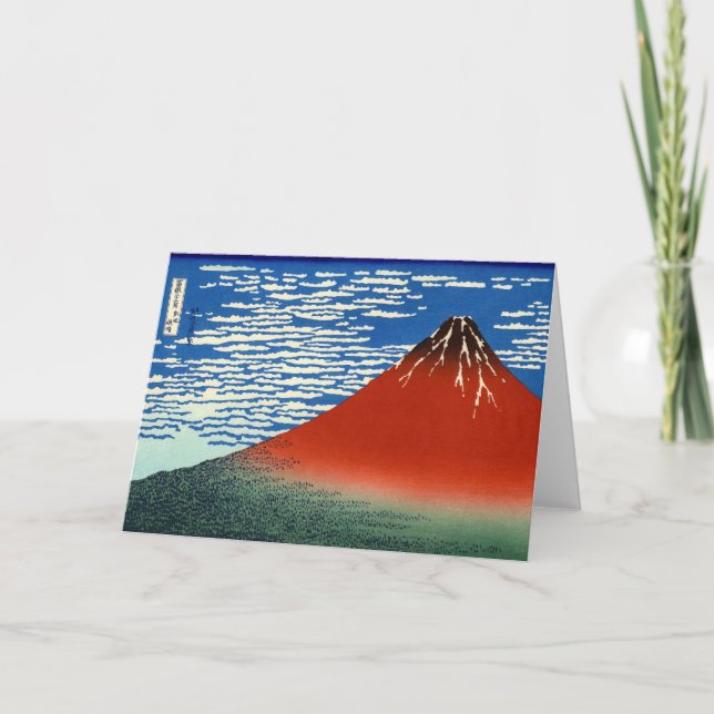 Cartão Katsushika Hokusai - Vento fino, Bom dia (Frente)