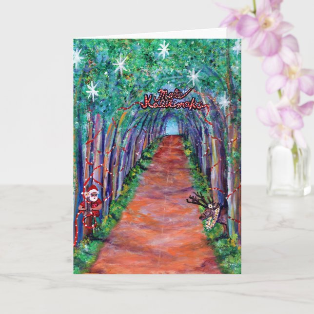 Cartão Kauai Tree Tunnel with Santa Mele Kalikimaka Card (Orquídea)