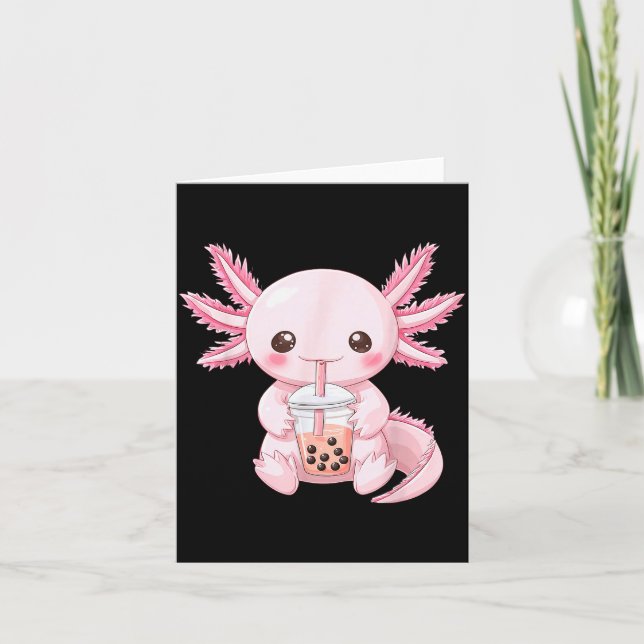 Cartão Kawaii Anime Axolotl Boba  (Frente)