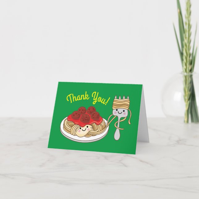 Cartão Kawaii, Aniversário de criança de Espaguete Bonito (Frente)