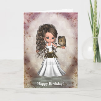 Cartão Kawaii Beautiful Athena Greek Goddess Card