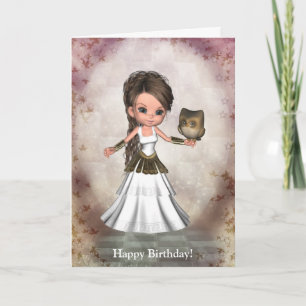 Cartão Kawaii Beautiful Athena Greek Goddess Card