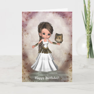 Cartão Kawaii Beautiful Athena Greek Goddess Card