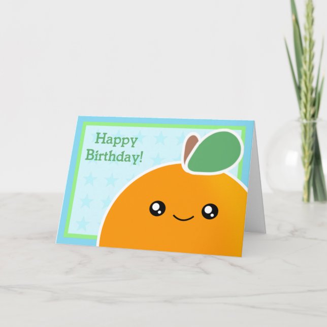 Cartão Kawaii Birthday Card Orange Fruit (Frente)
