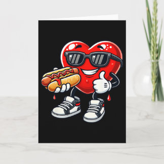 Cartão Kawaii Cachorro-Quente Comendo Coração Divertido D