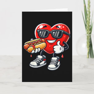 Cartão Kawaii Cachorro-Quente Divertido Comendo Coração D