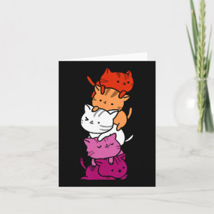 Cartão Kawaii Cat Pile Laranja Rosa Orgulho Lésbico Homen